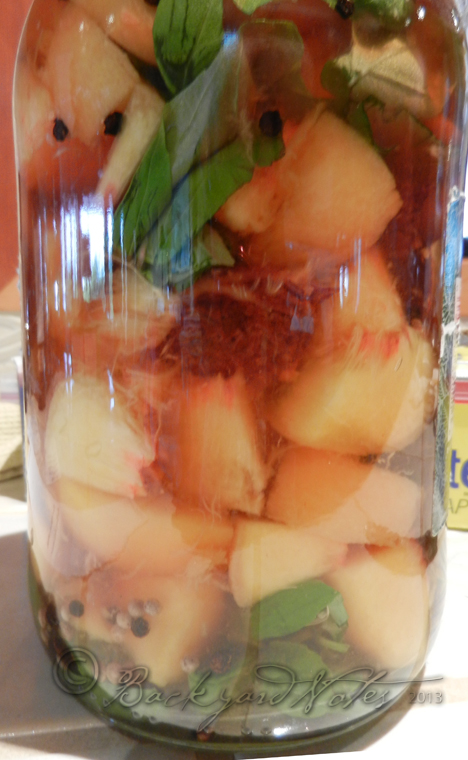 Peach infused vinegar