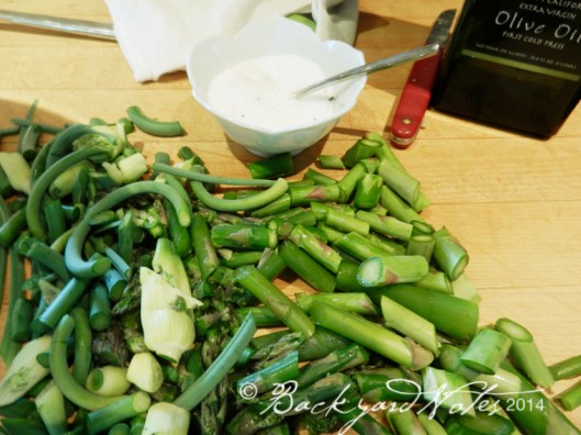 Garlic scapes and aparagus