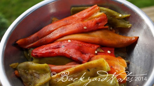 Four pounds of peppers ready for canning.